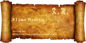 Klima Mietta névjegykártya